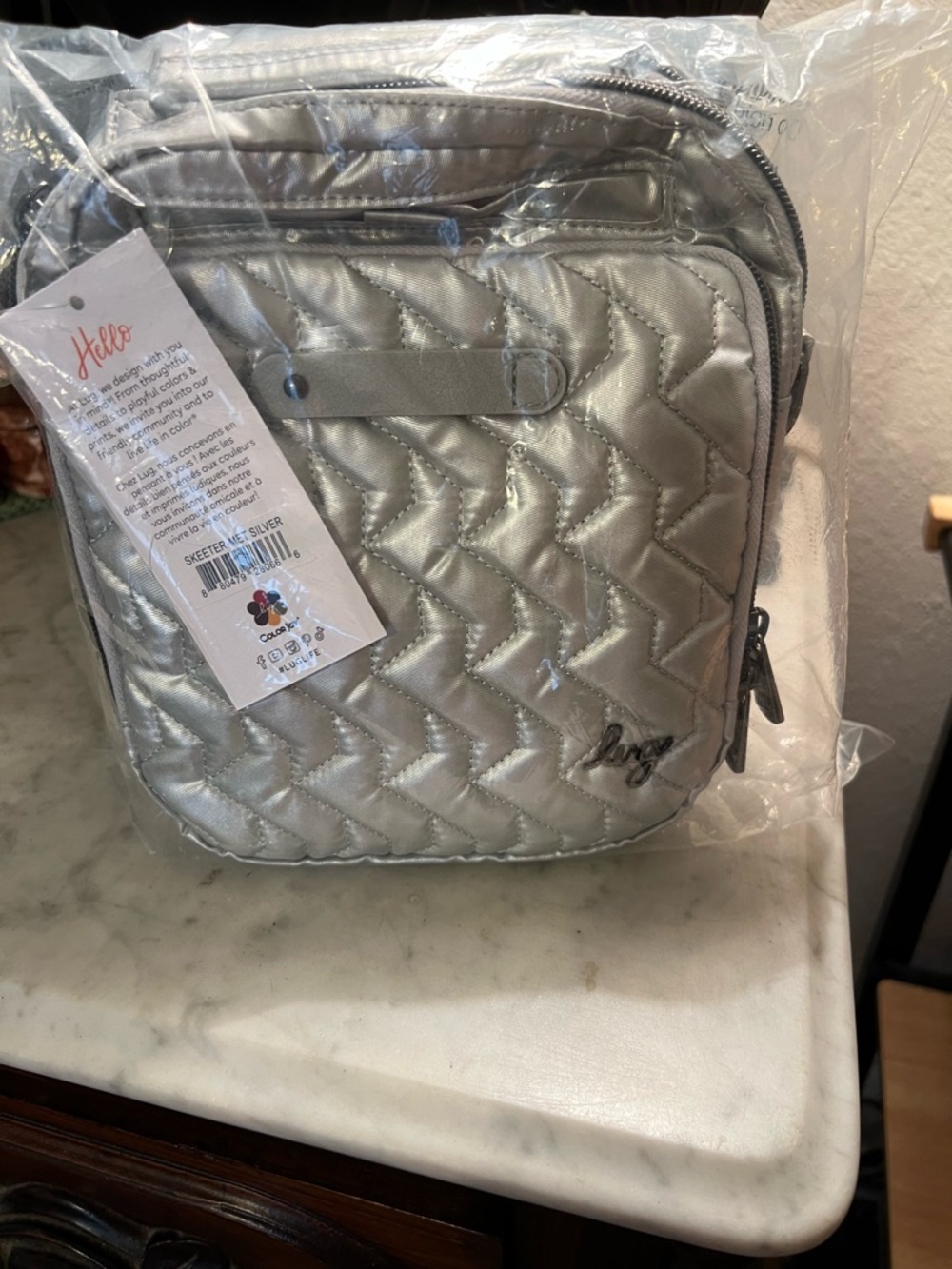 lug Silver Quilted Chevron Crossbody Bag with RFID